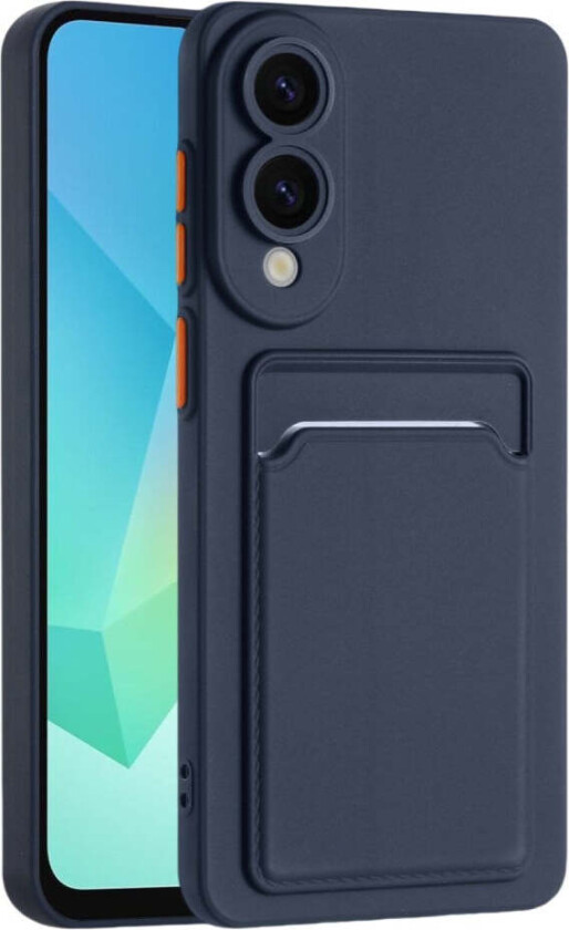 Samsung Galaxy S25 Edge Fleksibelt Plast Deksel med Kortholder - Mørk Blå