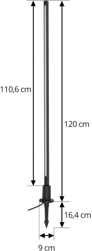 Lindby LED-gatelampe Neano, høyde 120 cm, svart, metall