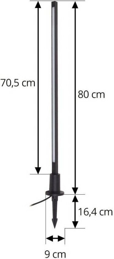 Lindby LED-gatelampe Neano, høyde 80 cm, svart, metall