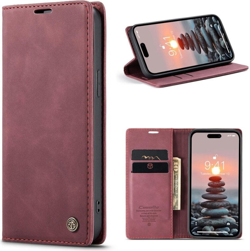 CASEME Lommebok-deksel iPhone 15 Pro Max - Rød