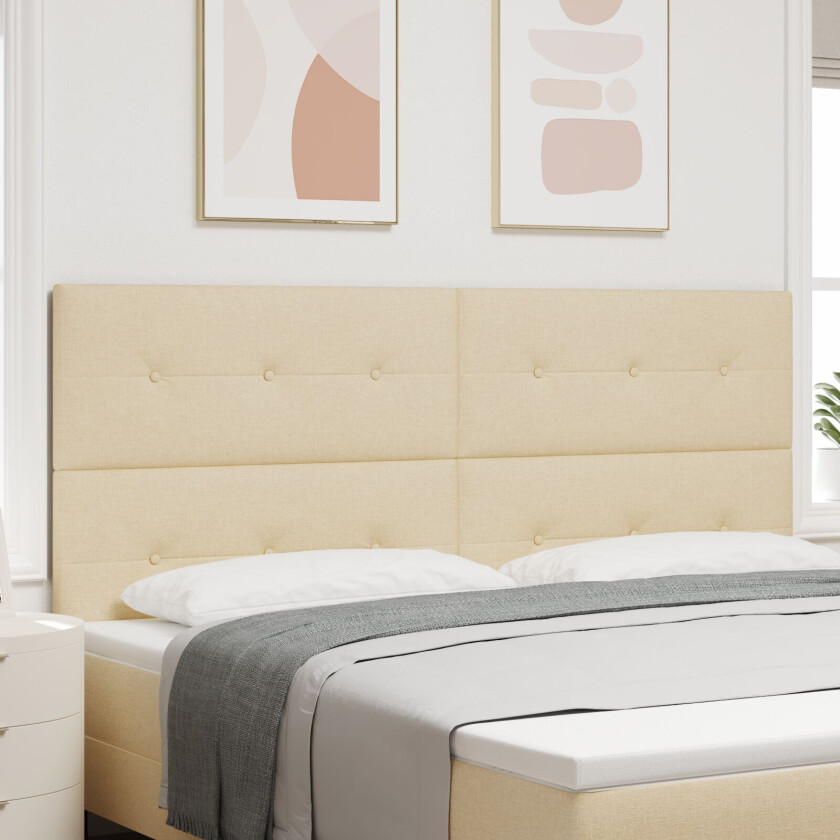 Sengegavl Kremfarget Polyester 200 x 7 x 118/128 cm