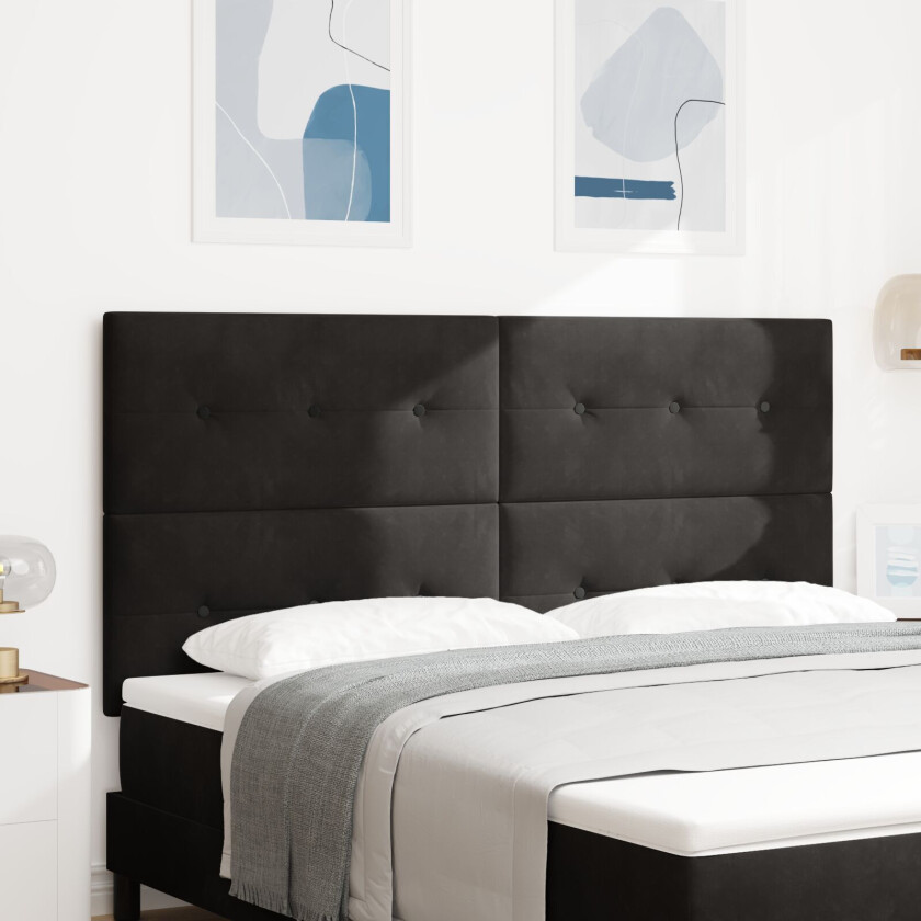 Sengegavl Svart Tre 180 cm Stilig Design Sengegavl