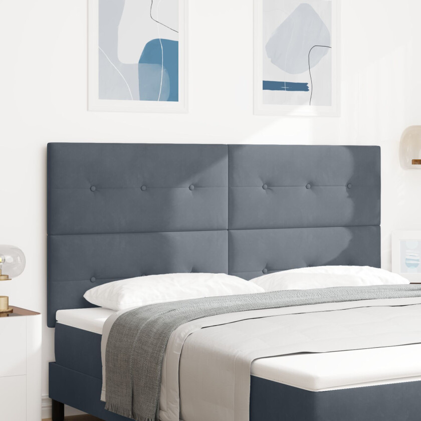 Sengegavl Mørkegrå Stoff 180 cm Stilig design Sengegavl