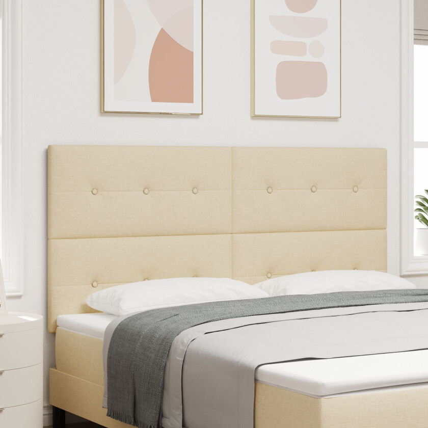 Sengegavl Kremhvit Polyester 180 x 7 x 118/128 cm Justerbare ben