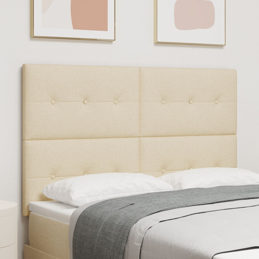 Sengegavl Krem Polyester 144 x 7 x 118/128 cm Justerbare føtter