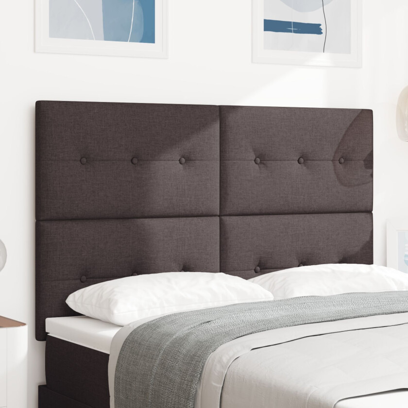 Sengegavl Mørk brun Polyester 160 x 7 x 118/128 cm