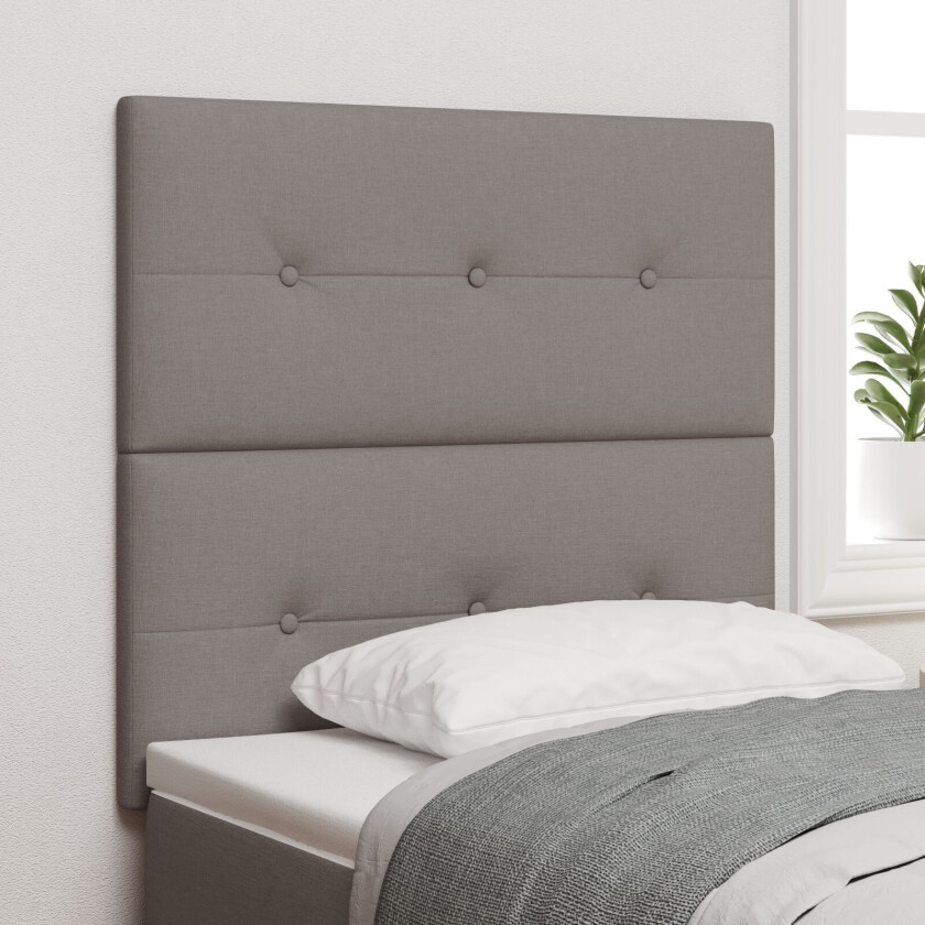 Sengegavl Gråbrun Polyester 90 x 7 x 118/128 cm Justerbare føtter