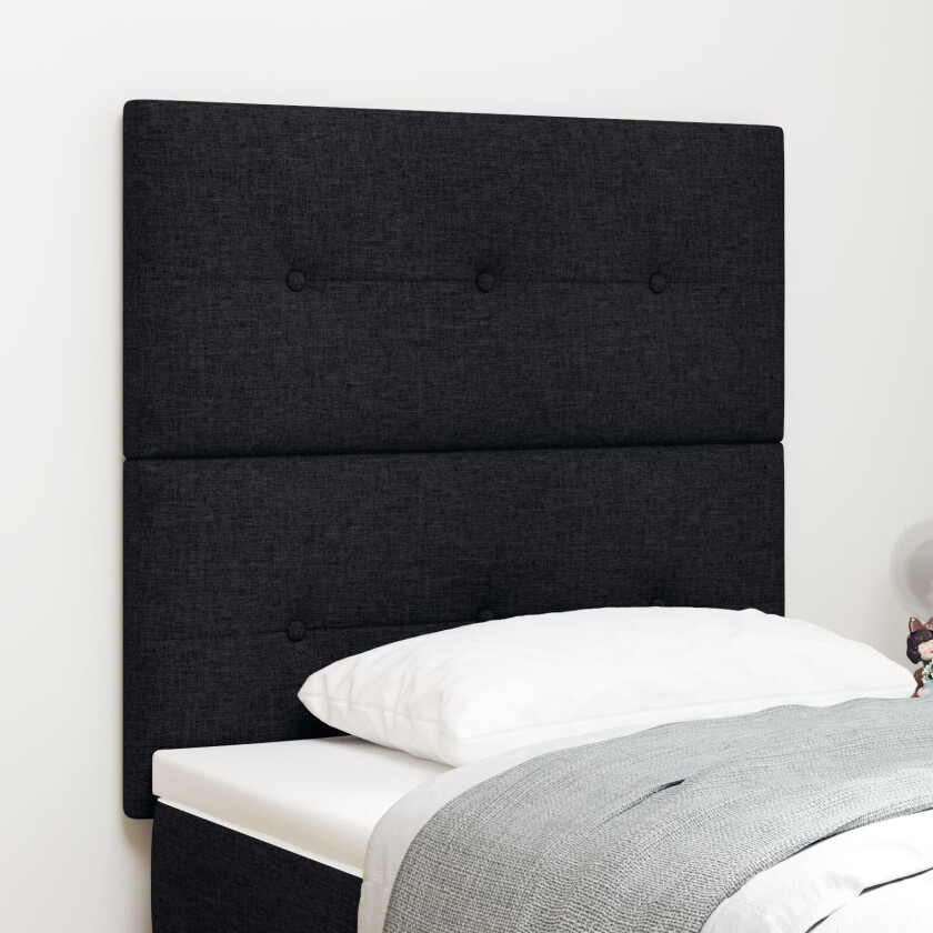 Sengegavl Svart Polyester 90 x 7 x 118/128 cm Justerbare armlener