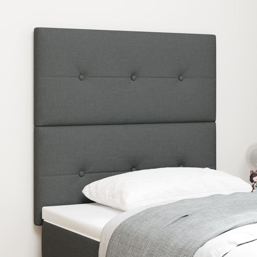 Sengegavl Mørk Grå Polyester 80 x 7 x 118/128 cm Enkel