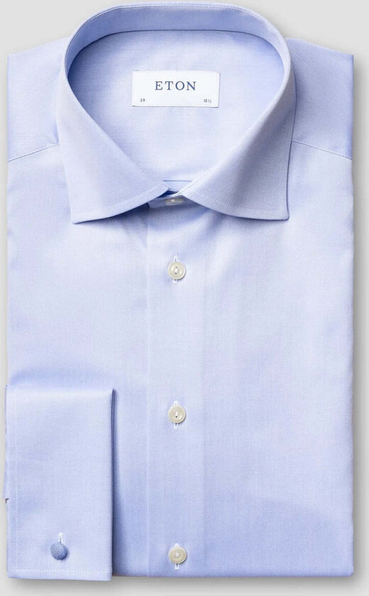 SLIM DOBBEL MANSJETT SIGNATURE TWILL SKJORTE Lys Blå, 44