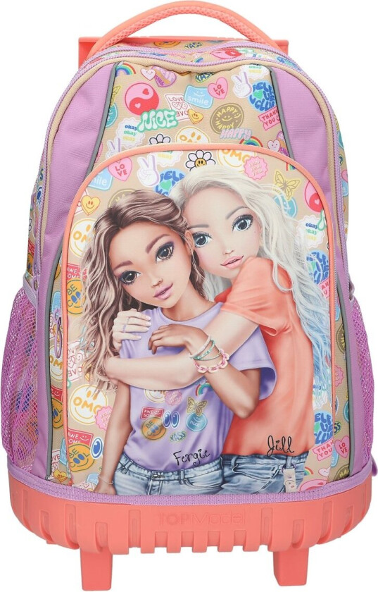 TOPModel Skolesekk Trolley GIRL POWER - Beige, Lilac, Coral - 34x24x50 cm