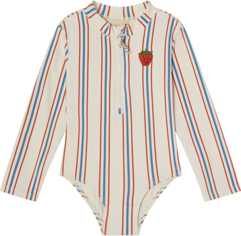 Toulon UV-badedrakt Blue/red Stripe | Hvit | 134/140 cm