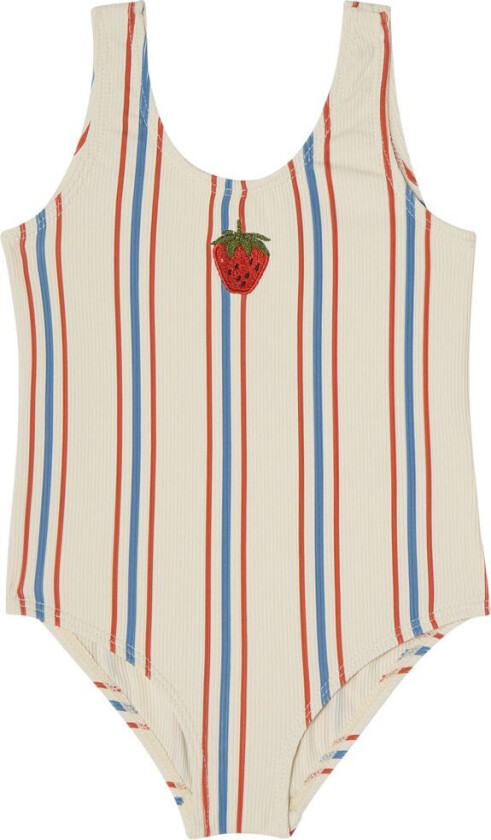 Milos UV-badedrakt Blue/red Stripe | Hvit | 86/92 cm