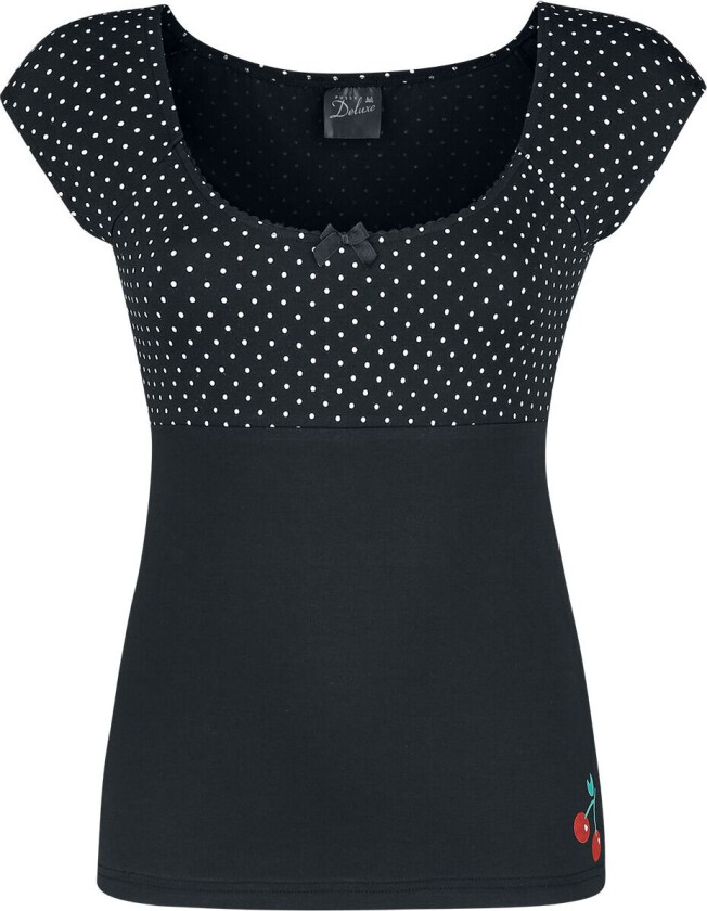 Rockabilly T-skjorte - Mini Dots Evie Shirt - XS til XL - Damer - svart