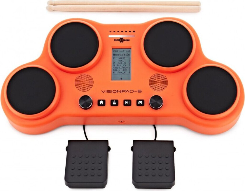 Gear4Music VISIONPAD-6 Elektronisk Trommesett Pad fra Gear4Music Oransje