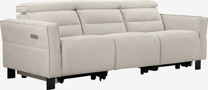 Sofa 3-seter 2 elektriske hvilestoler Carpari, Hvit