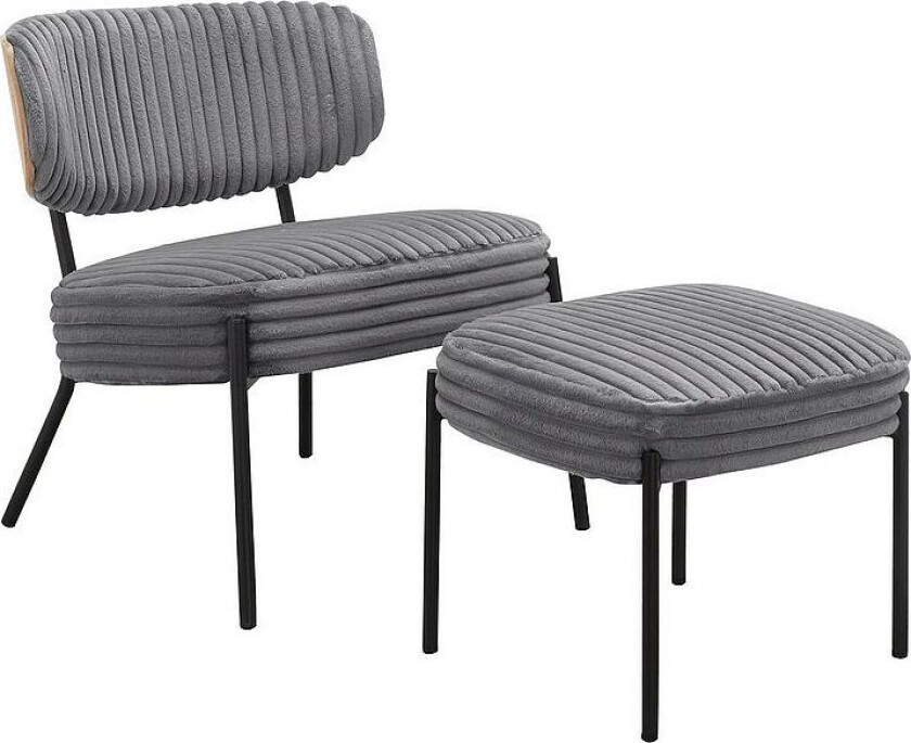 Salongstol med krakk Jerry, Grå