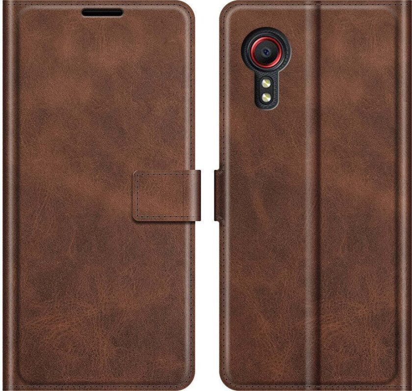 Samsung Galaxy Xcover 5 Kunstskinn Flip Deksel m. Kortholder & Ståfunksjon - Brun