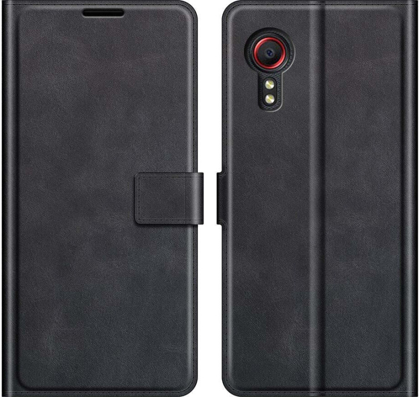 Samsung Galaxy Xcover 5 Kunstskinn Flip Deksel m. Kortholder & Ståfunksjon - Svart