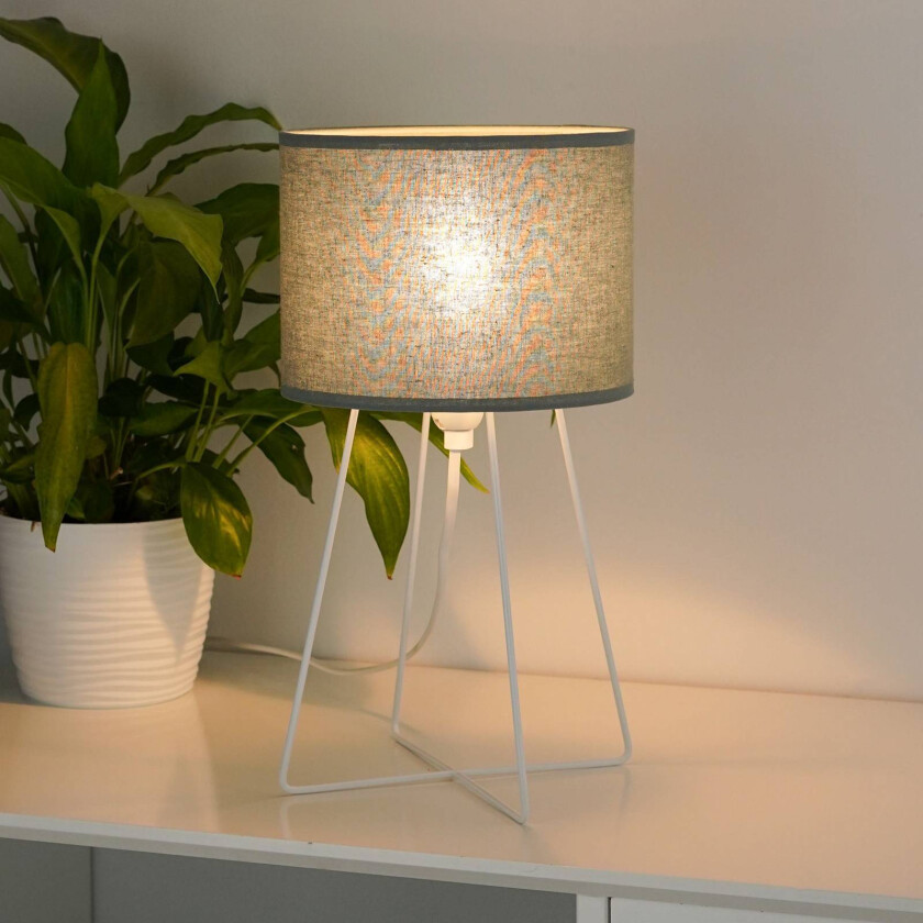 Trixi bordlampe, metall, stoff, salviegrønn, hvit