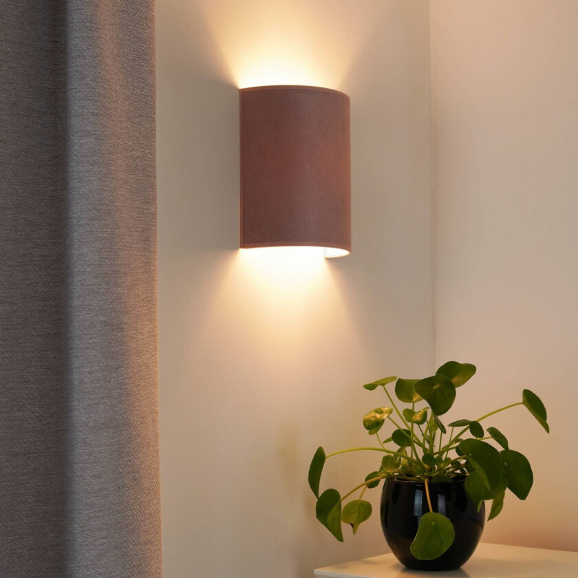 Celine vegglampe, Soro, rosa, stoff, E27