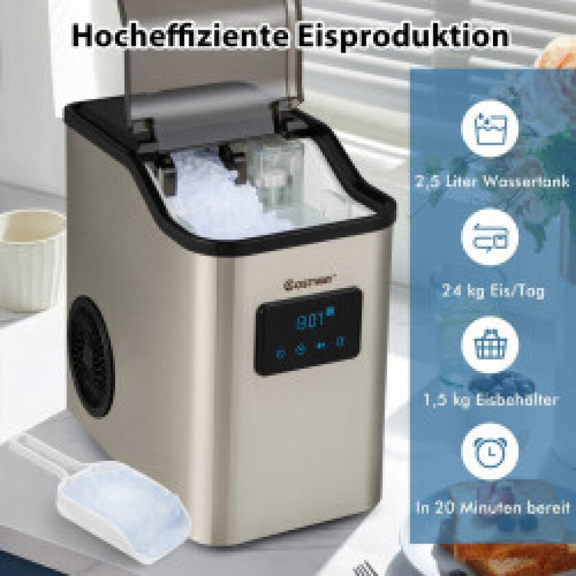 Isbitmaskin 24kg per dag knust ismaskin ismaskin isbitmaskin inkludert spadetimer 2,5L vanntank