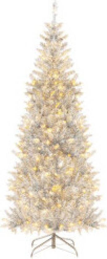 180cm Blyant Tinsel juletre med varmhvite LED-lys Slim juletre