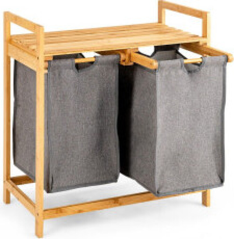 Bambus skittentøyskurv med to rom 2-delt skittentøyskurv 64 x 33 x 73 cm Naturlig