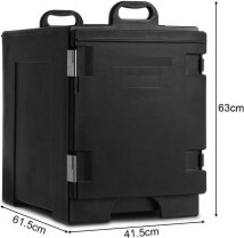 77L isolert boks 5 panner matbærer kjøleboks matoppvarmingsbeholder matbærer 61,5 x 41,5 x 63 cm svart