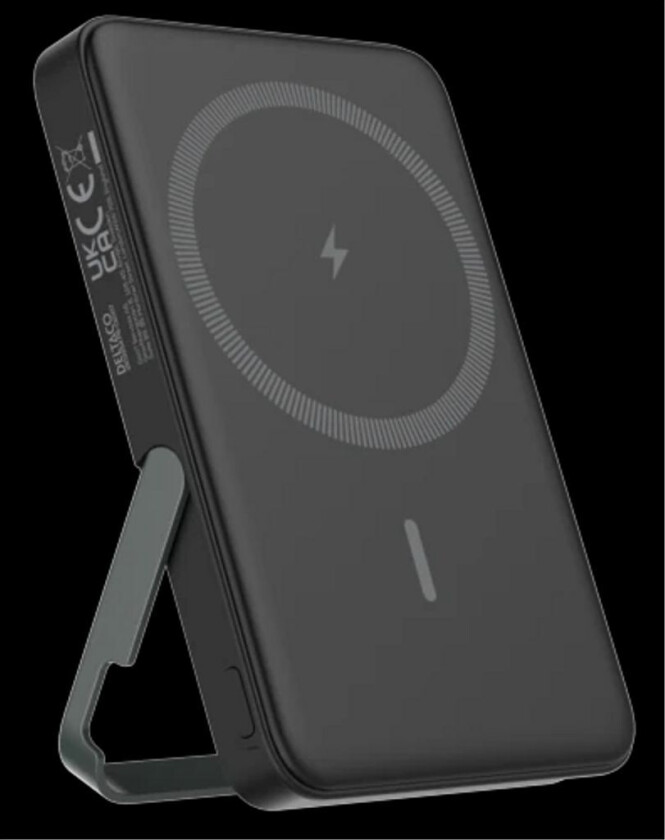 Deltaco Powerbank 5000 mAh trådløs lading PD 20W med stativ - Sort