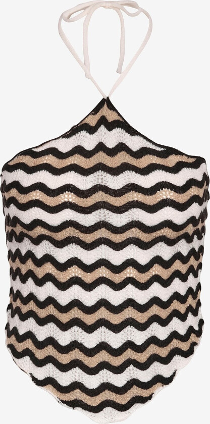 Topp nmSadie S/L Halterneck Knit Top Cur - Grå