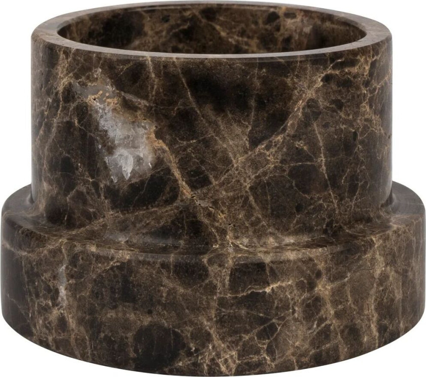 Marble lysestake til kubbelys 6,5 cm Brun