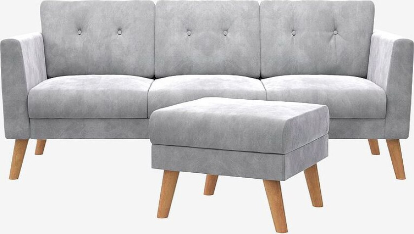 Sofa 3-seters sofa + ottomansk Gloria, Grå