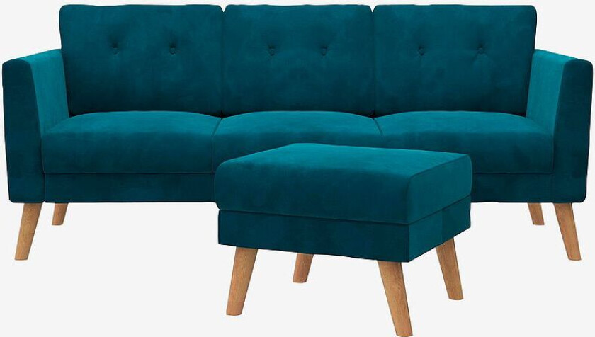 Sofa 3-seters sofa + ottomansk Gloria, Blå