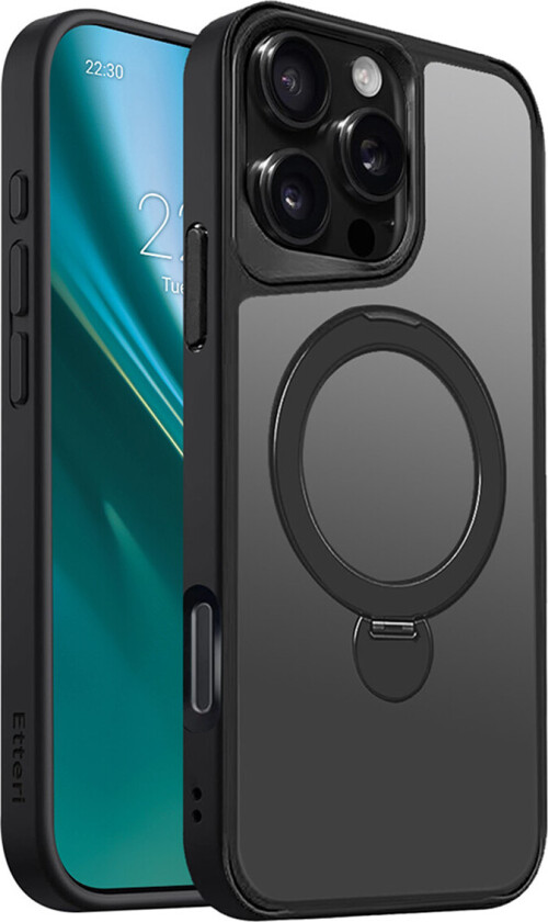 Matt Mag Ring Cover til iPhone 16 Pro Max - 6,9" - Sort