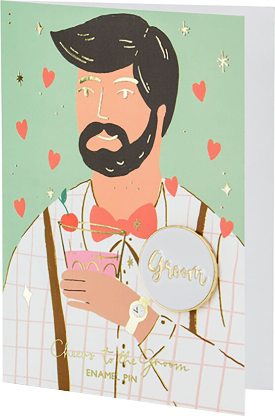 Gratulasjonskort Brudgom med Pin
