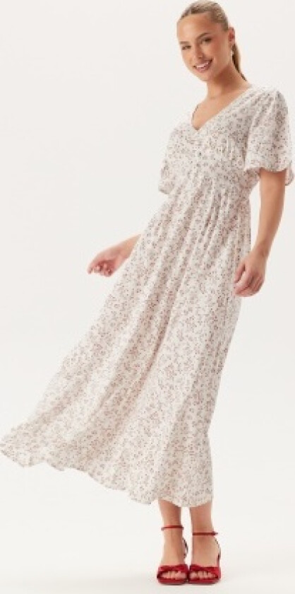 Butterfly Sleeve Viscose Maxi Dress Offwhite/Patterned 46