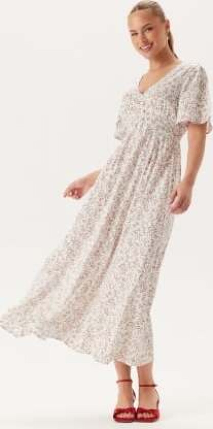 Butterfly Sleeve Viscose Maxi Dress Offwhite/Patterned 34