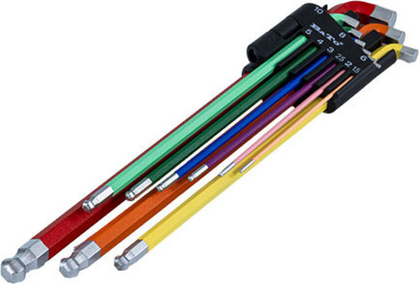 BATO Stiftnøglesæt farvet Stubbyvinkel 1,5-10mm. 9 dele.
