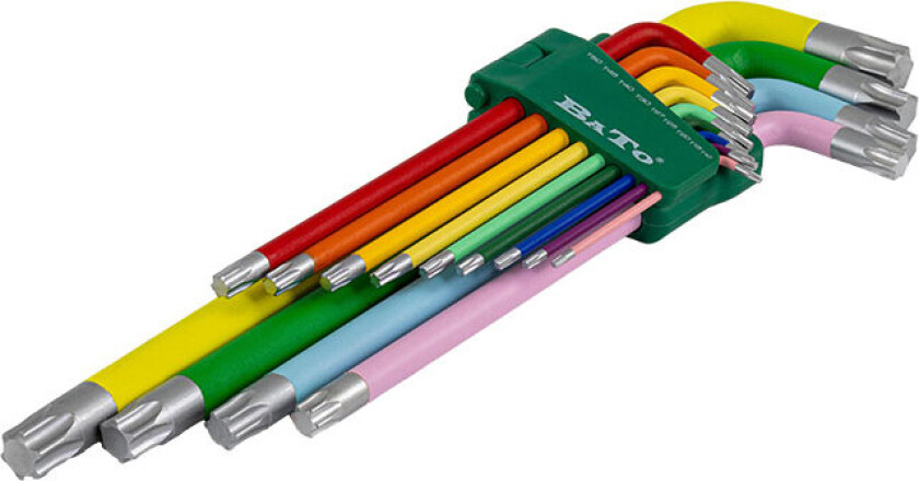 Bilde av BATO Stiftnøglesæt farvet XXl-JUMBO lang torx 10-80. 13 dele.
