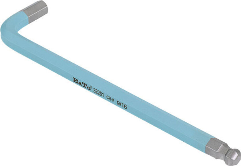 BATO Stiftnøgle farvet lyseblå lang med kugle 9/16" x 280mm.