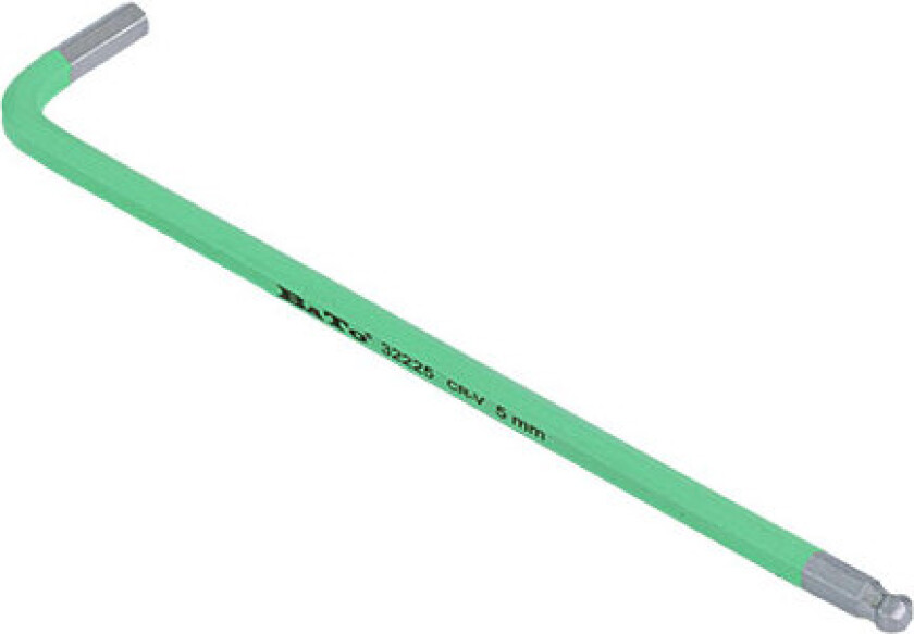 BATO Stiftnøgle farvet lysegrøn lang med kugle 5 x 160mm.