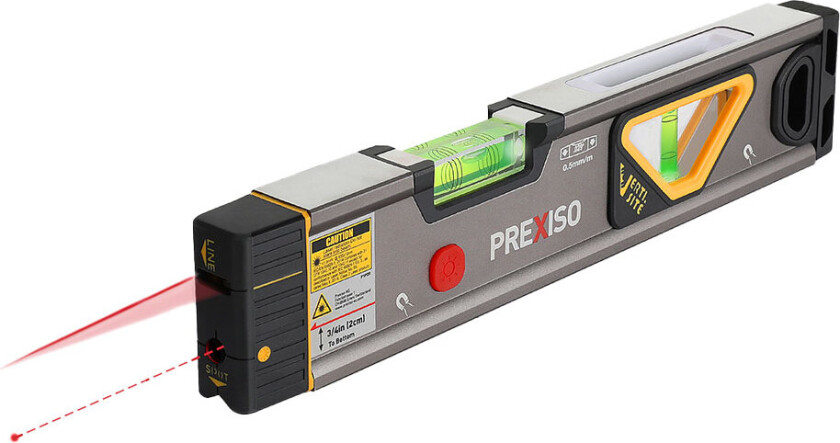 PREXISO P1P20 Mini alu laservaterpas 318mm. 10m linje og 30m punkt. Med kraftig vinkel magnet