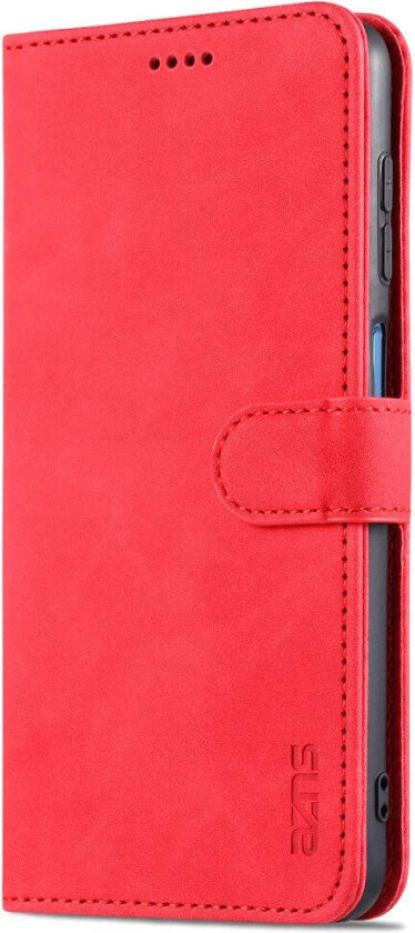 Samsung Galaxy A12 Kunstskinn Flip Deksel m. Kortholder & Ståfunksjon - Rød