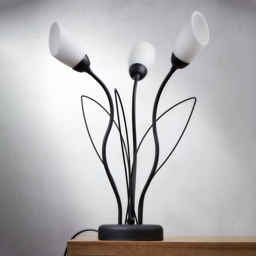 Gloriosa bordlampe, svart, glass, 3 lyskilder