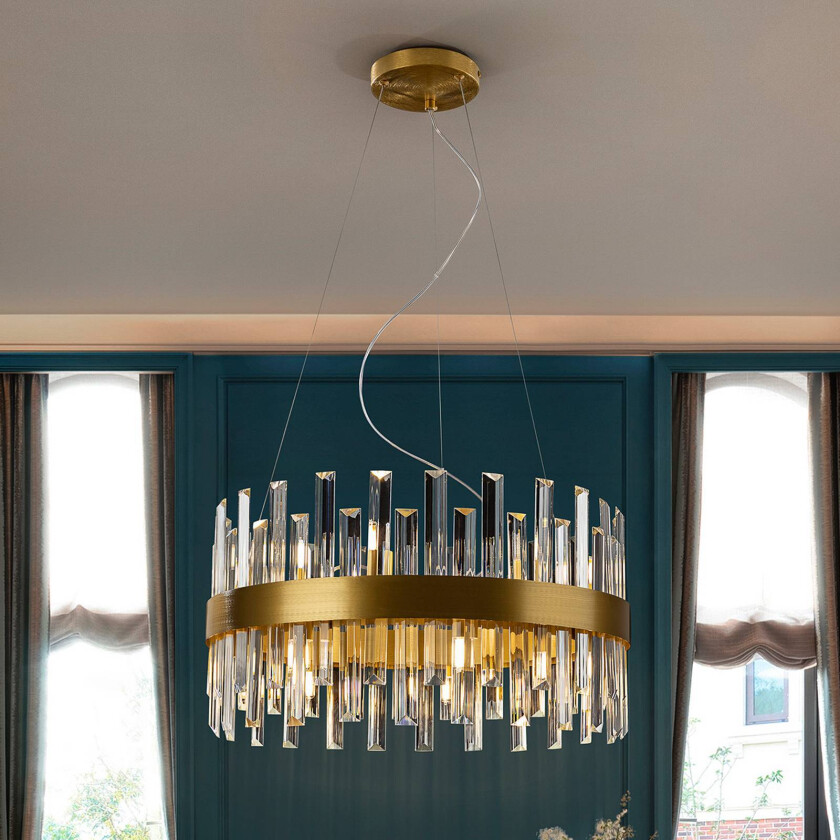 Grace pendellampe, jern, glass, rund, Ø 55 cm, 14-lys.