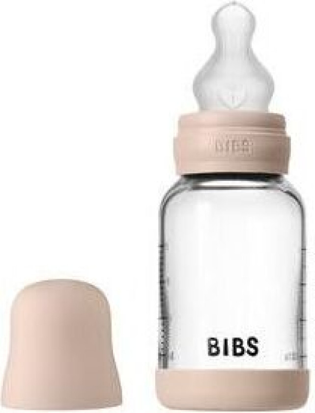 Glass Baby Bottle Round Silicone 120 ml. Slow Flow Blush - 1 stk.