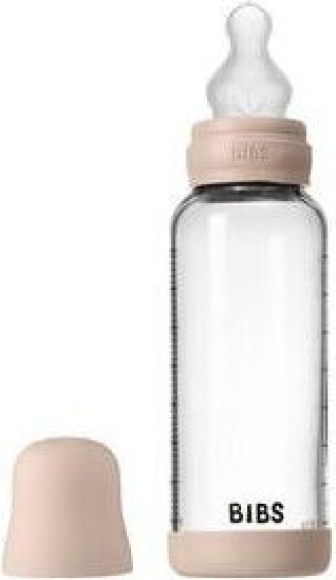 Glass Baby Bottle Round Silicone 240 ml. Medium Flow Blush - 1 stk.