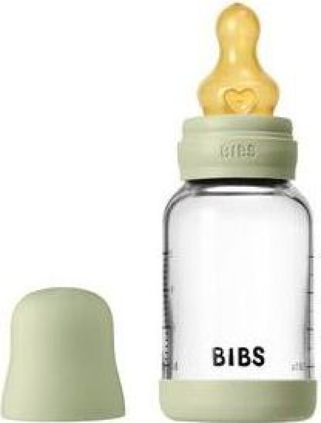 Glass Baby Bottle Round Latex 120 ml. Slow Flow Sage - 1 stk.