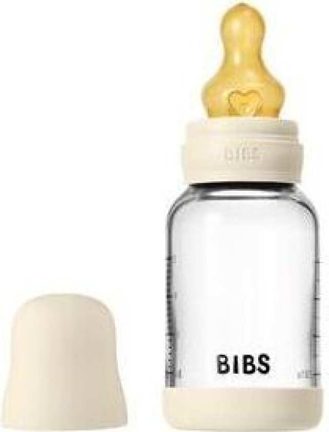 Glass Baby Bottle Round Latex 120 ml. Slow Flow Ivory - 1 stk.